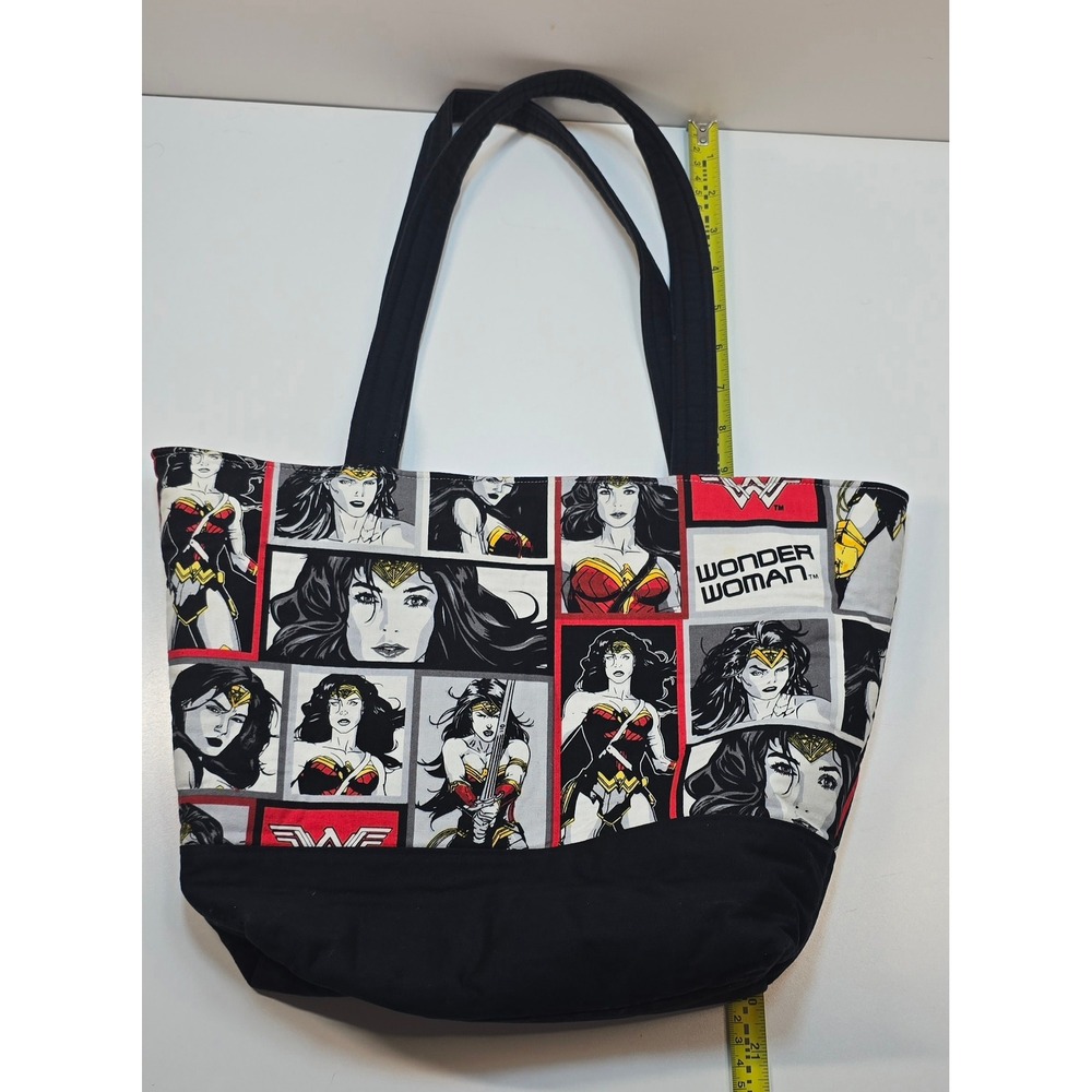 Wonder Woman Comic Panel Handmade Zipper Tote Bag DC Comics Superhero Red Black - Picture 5 of 14